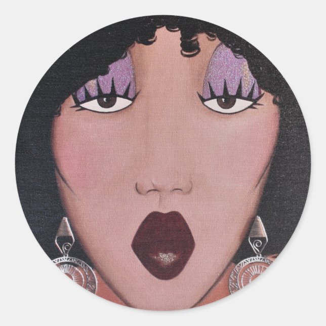 Sticker rond classique "Black Beauty Diva" (Devant)