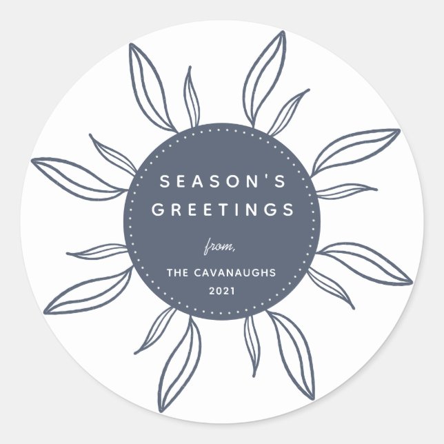 Sticker rond classique Bohême Wreath Holiday (Devant)