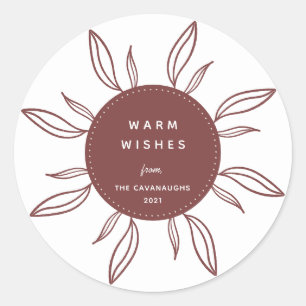 Sticker rond classique Bohême Wreath Holiday