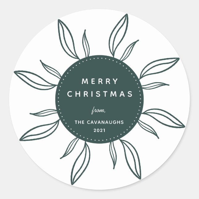 Sticker rond classique Bohême Wreath Holiday (Devant)