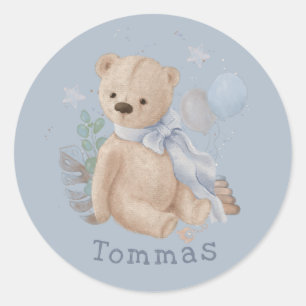 Sticker rond classique Boho bébé ours en peluche