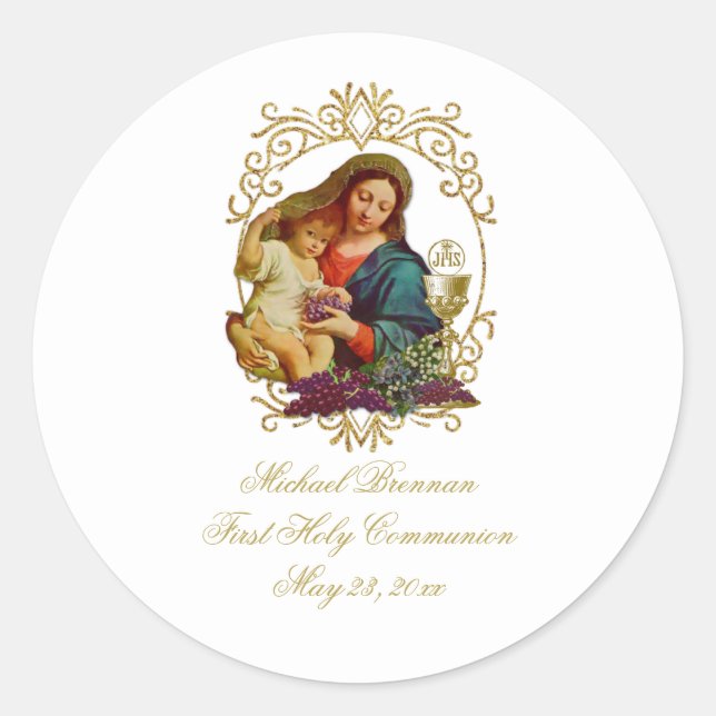 Sticker Rond Classique catholique traditionnelle première saint (Devant)