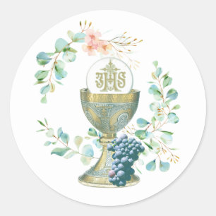 Sticker Rond Classique catholique traditionnelle première saint