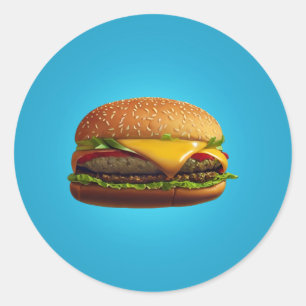 Sticker rond classique Cheeseburger