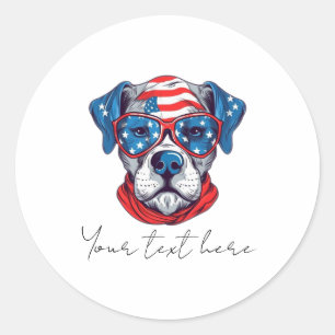 Sticker rond classique chien du 4 juillet