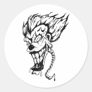 Sticker rond classique clown malin