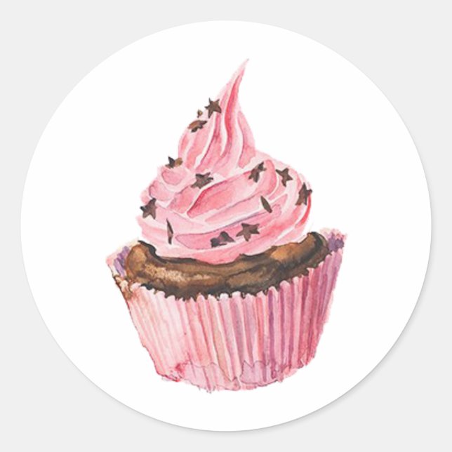 Sticker rond classique Cupcake (Devant)