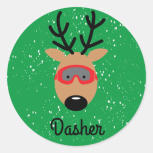 Sticker rond classique Dasher Reindeer