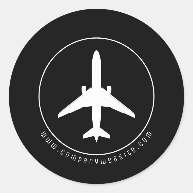 Sticker rond classique d'avion blanc moderne (Devant)