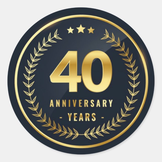 Sticker rond classique de 40 ans (Devant)
