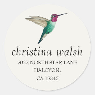 Sticker rond classique de colibri Anna