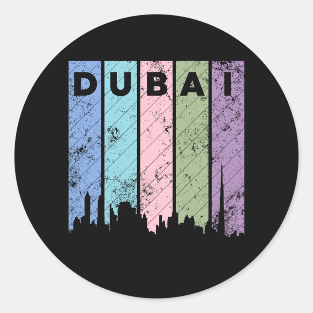 Sticker rond classique de Dubaï (Devant)