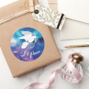 Sticker rond classique de la colombe blanche