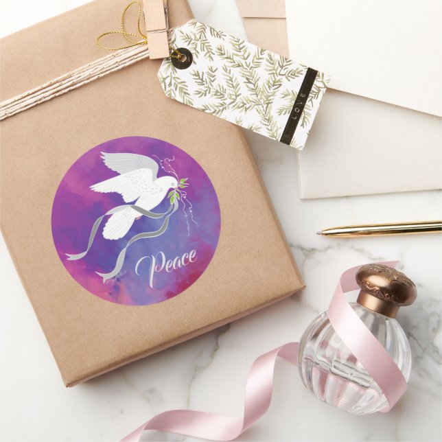 Sticker rond classique de la colombe blanche (Cadeaux)