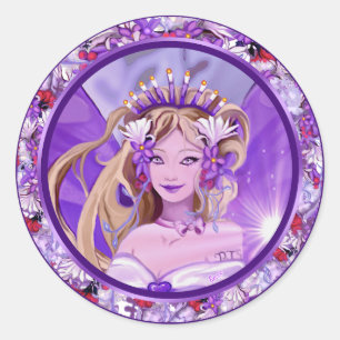 Sticker rond classique de la fée solaire violette