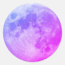 Sticker rond classique de la lune violette