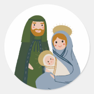 Sticker rond classique de la Nativité de Noël