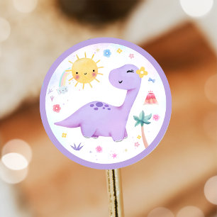 Sticker rond classique de la partie Dinosaure viol
