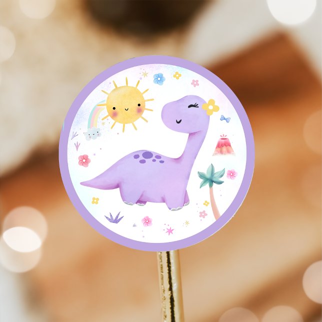 Sticker rond classique de la partie Dinosaure viol (Créateur téléchargé)