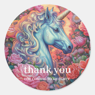 Sticker rond classique de Merci de licorne magique