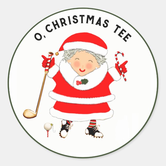 Sticker rond classique de Noël de golf (Devant)
