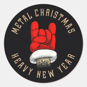 Sticker rond classique de Noël en métal lourd
