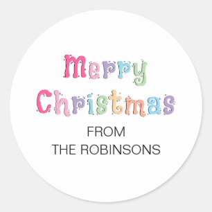 Sticker rond classique de Noël multicolore