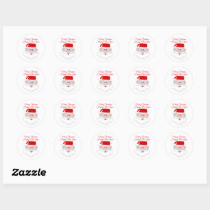 Sticker rond classique de Noël père Noël