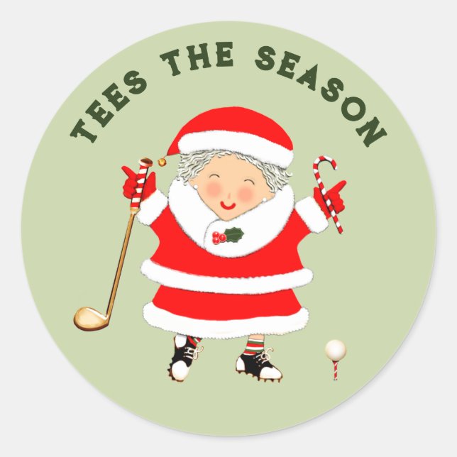 Sticker rond classique de Noël pour dames de golf (Devant)