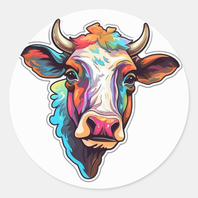 Sticker rond classique de petite vache (Devant)