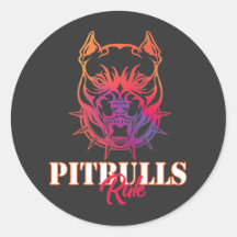 Sticker rond classique de règle de Pitbulles