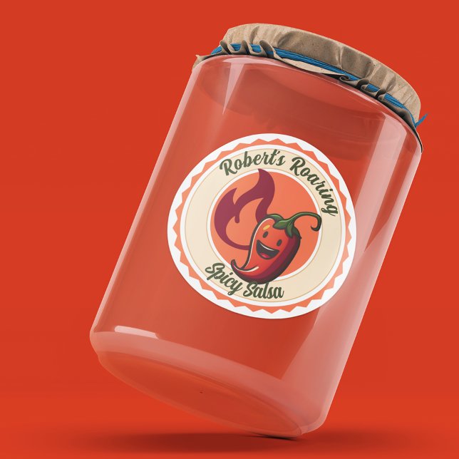 Sticker rond classique de salsa épicée de poivre c (Créateur téléchargé)