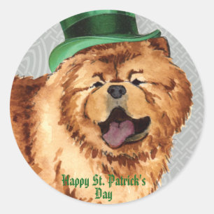 Sticker rond classique de St. Patrick's Day Chow