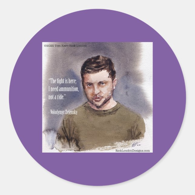 Sticker rond classique de Zelensky, Volodymir (Devant)