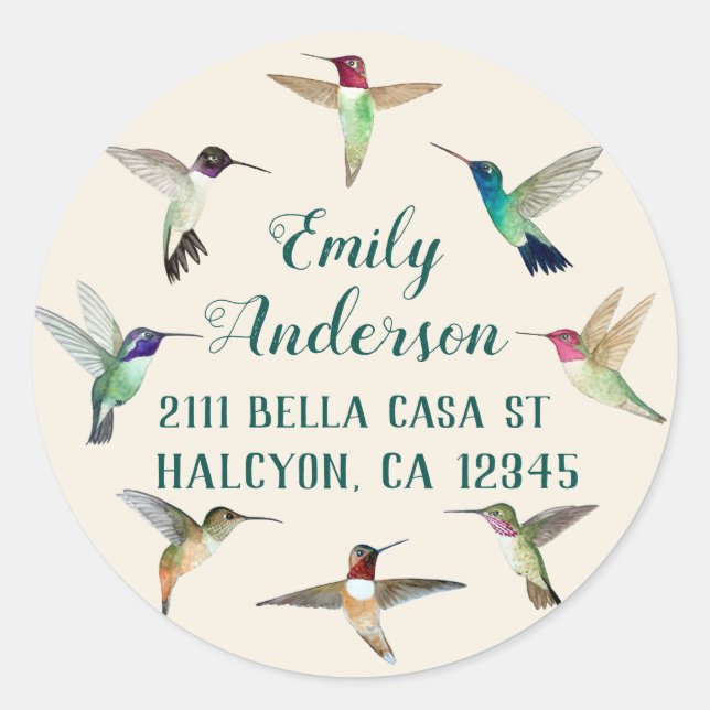 Sticker rond classique des colibris de Californie (Devant)
