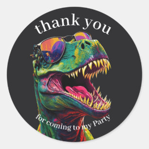 Sticker rond classique Dinosaur Merci enfants