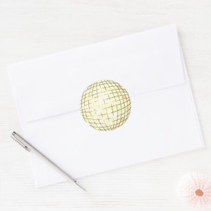 Sticker rond classique Disco Ball Gold