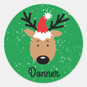 Sticker rond classique Donner Reindeer