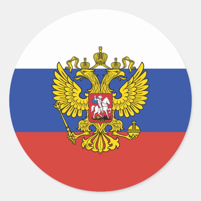 Sticker rond classique drapeau de Russie (Devant)