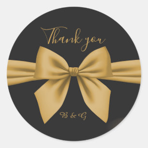 Sticker Rond classique élégant filigree noir or mariage