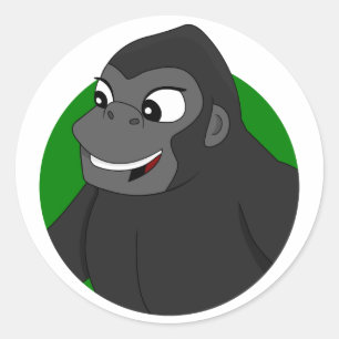 Sticker rond classique en dessin de Gorilla