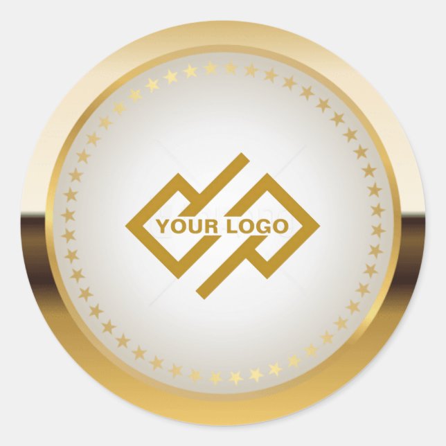 Sticker rond classique en or métallique (Devant)