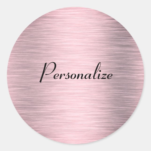 Sticker rond classique en or rose métallique (Devant)