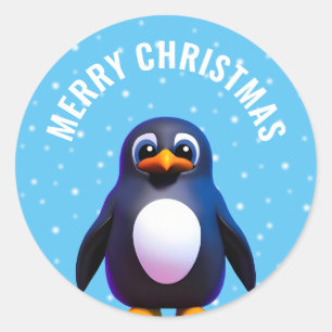 Sticker rond classique en pingouin