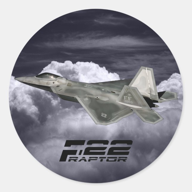 Sticker rond classique F-22 RAPTOR (Devant)