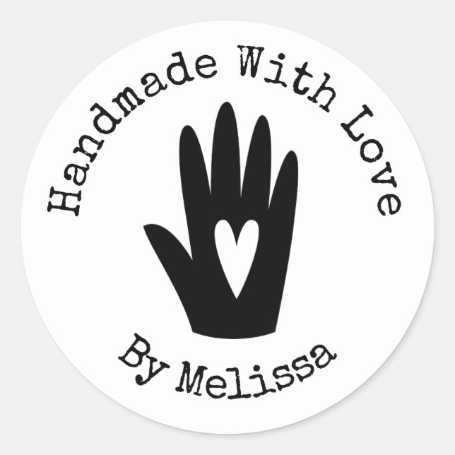 Sticker rond classique fait à la main avec amour (Devant)