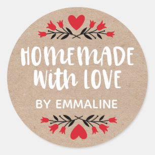 Sticker Rond Classique Fait Maison Avec Amour