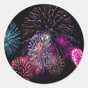 Sticker rond classique Fireworks
