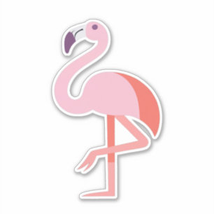 Sticker rond classique Flamant rose Flora