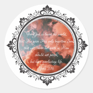 Sticker rond classique John 3:16